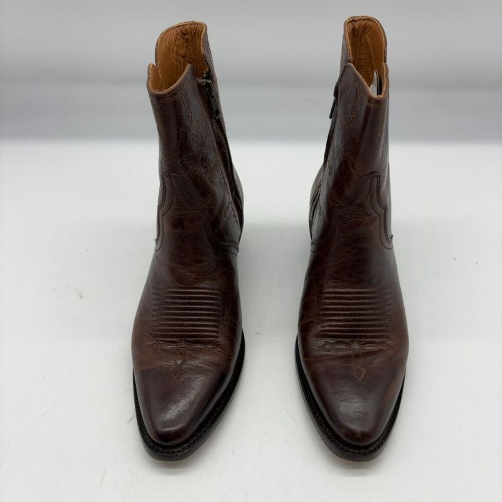 Lucchese Brown Leather Western Ankle Boots